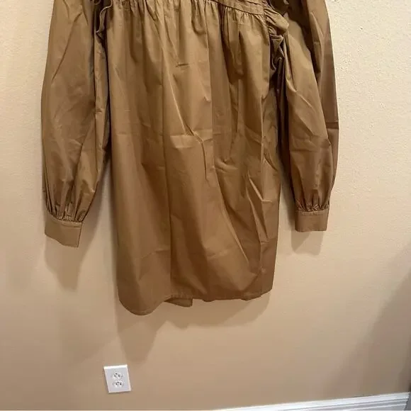 Tuckernuck Xirena Camel Brown Cotton Long Sleeve Mini Dress Small - Picture 10 of 12